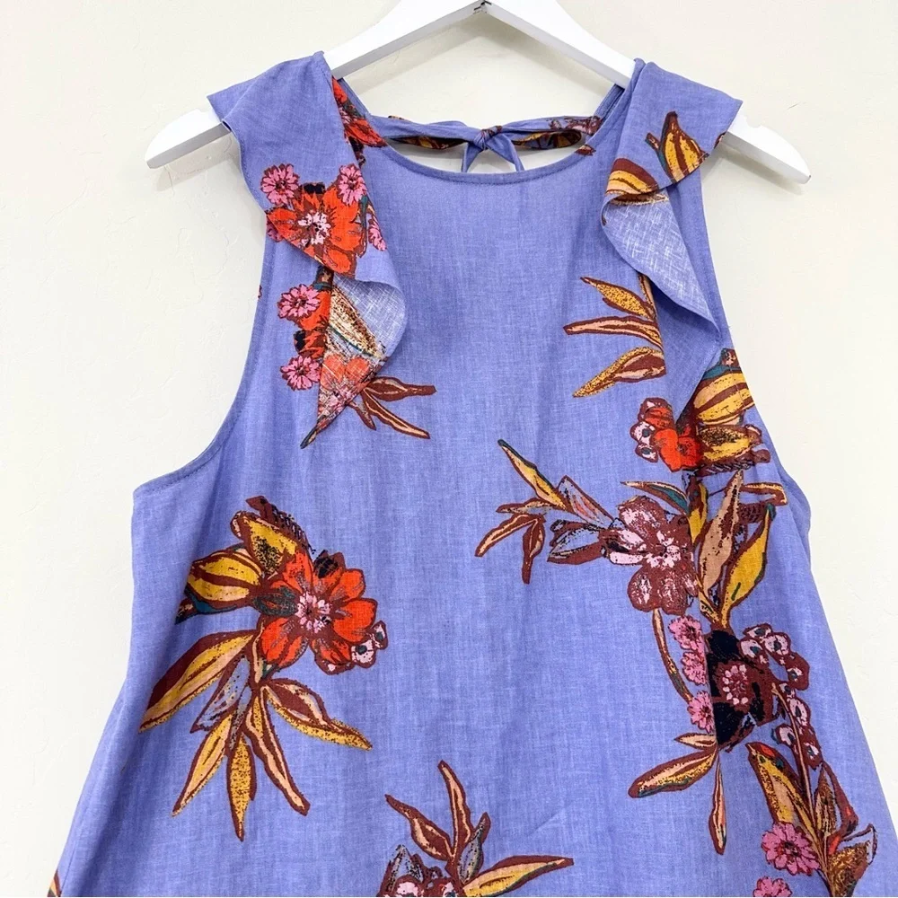 Free People Summer in Tulum Linen Blend Tunic Blue